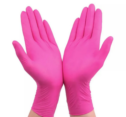 Gants de Nettoyage Roses Nitrile - 20 pièces