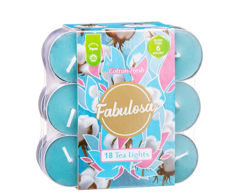 Fabulosa Tealight - Waxinelicht Cotton Fresh - 18 pieces - Limited Edition